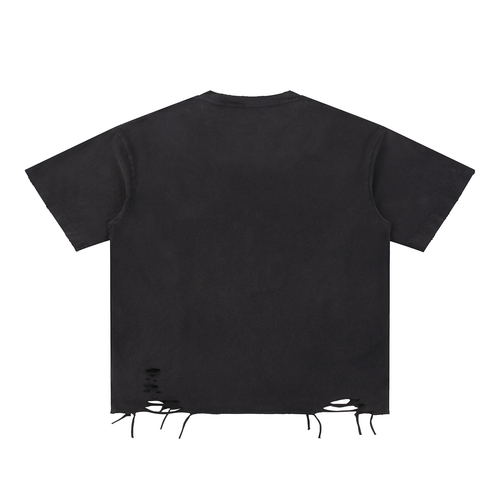 Ying Yang Snow Washed Raw-Hem Tee